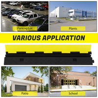 Ensemble de 3 pièces Garvee : rampe de protection de câbles à 2 canaux, capacité de charge de 11 000 lb, caoutchouc et PVC antidérapants pour parkings et chantiers de construction