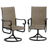 Garvee Lot de 2 Chaises de Jardin Pivotantes 360°, Dossier Haut Ergonomique, Tissu Textilène Résistant, Assise Inclinable, Structure en Acier, Noir - Marron