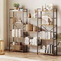 Garvee étagère industrielle à 4 niveaux avec structure en métal, grande étagère robuste pour salon et bureau, brun rustique, polyvalente