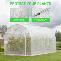 Serre tunnel Garvee avec structure en acier robuste, couverture en PE et porte grillagée pour jardin et agriculture, 4,45 x 1,95 x 1,92 m