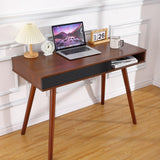 Garvee Bureau d'Écriture 106,7cm, Mid-Century Moderne Avec Tiroir et Rangement Ouvert, Bois de Noyer, Bureau Compact pour Chambre - Noyer