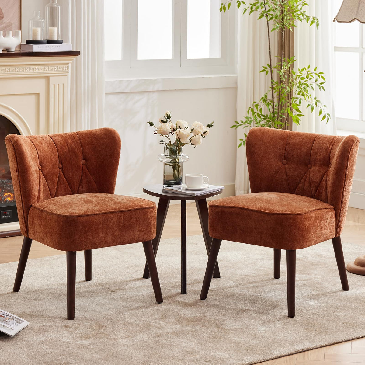 Fauteuil d'appoint Garvee style moderne du milieu du siècle, ergonomique, à oreilles, sans accoudoirs, revêtement en velours, 56 x 66 cm (22 x 26 pouces), pour salon ou bureau