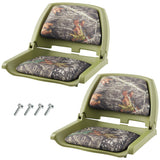 Garvee lot de 2 sièges de bateau pliants à dossier bas en PP, confortables, camouflage, pour pêche et bateau - Camouflage