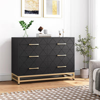 Garvee commode à 6 tiroirs, vert, style moderne avec pieds en métal, pour la chambre ou salon, 100 × 48 × 73 cm