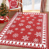 Tapis de Noël moderne Garvee grand format à motif flocons de neige pour salon, chambre, salle à manger, 140 x 200 cm, multicolore - Comme indiqué