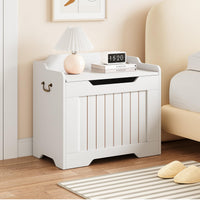 Garvee Coffre de Rangement pour Jouets avec Couvercle et Charnière de Sécurité, MDF Blanc, Style Rustique, Charge 159 kg