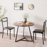 Ensemble table et chaises rondes Garvee pour 2 personnes, en MDF et métal, style rétro marron, gain de place idéal pour les petits appartements. - Rétro