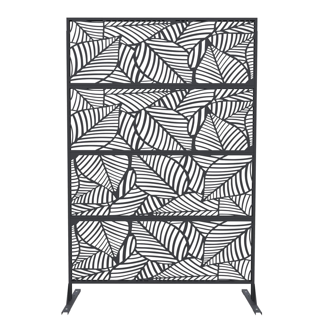 Paravent métallique Garvee 180 x 117 cm, noir - Résistant aux intempéries et à la rouille - Design moderne et géométrique - Idéal pour jardin et terrasse