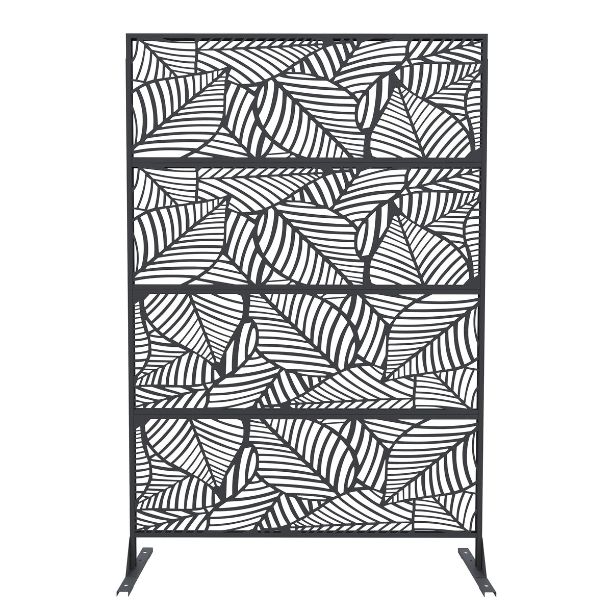 Garvee Paravent métallique 180 × 117 cm, noir, tous temps et à la rouille, Design moderne et géométrique, Idéal jardin/terrasse