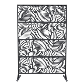 Garvee Paravent métallique 180 × 117 cm, noir, tous temps et à la rouille, Design moderne et géométrique, Idéal jardin/terrasse