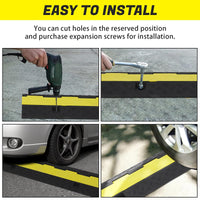 Ensemble de 3 pièces Garvee : rampe de protection de câbles à 2 canaux, capacité de charge de 11 000 lb, caoutchouc et PVC antidérapants pour parkings et chantiers de construction