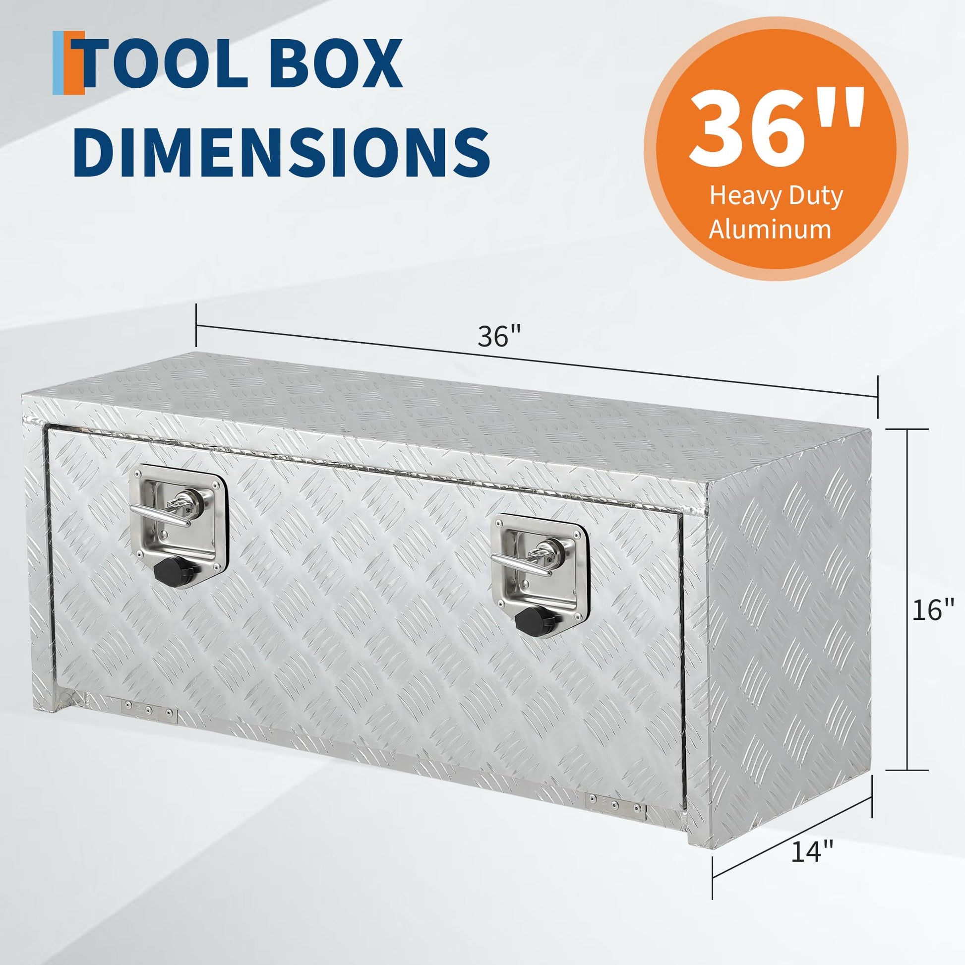 Coffre à outils Garvee 24 pouces en aluminium, rangement sous châssis, résistant aux intempéries, verrouillable, pour camionnettes et remorques, gain de place, avec poche en filet