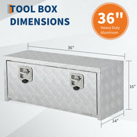 Coffre à outils Garvee 24 pouces en aluminium, rangement sous châssis, résistant aux intempéries, verrouillable, pour camionnettes et remorques, gain de place, avec poche en filet