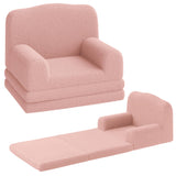 Canapé Garvee Kids 2-en-1 réversible, canapé et méridienne, rose couronne, pour salle de jeux, mousse confortable, housse douce en sherpa - 