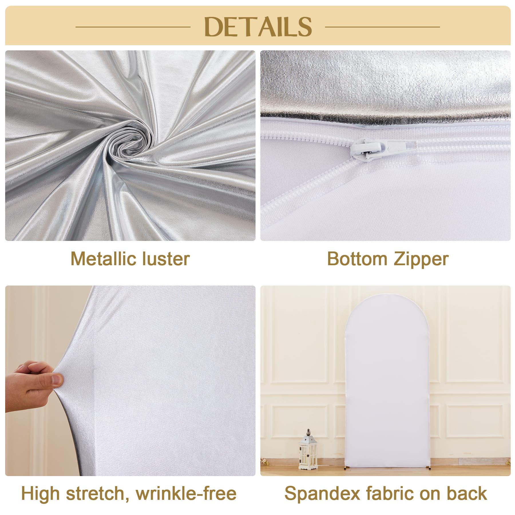 Garvee - Arche de mariage ronde de 2,2 m (7,2 pi) - Toile de fond extensible en spandex, pailletée, élastique et réutilisable - Idéale pour les fêtes, les cérémonies et les baby showers.