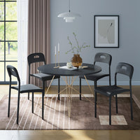 Chaises de salle à manger Garvee, lot de 4, empilables, design moderne, imperméables, pieds en métal, noires, pour usage intérieur et extérieur, 45,5 x 40 x 76,5 cm