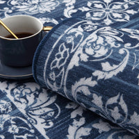 Tapis de couloir antidérapant Garvee style vintage, motif floral et géométrique marocain, bleu, 160 x 230 cm