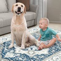 Tapis long oriental Garvee à motif floral, polyester, envers antidérapant, 160 x 230 cm, salon et chambre