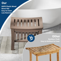 Banc de douche Garvee en PEHD avec étagère pour salle de bain et baignoire, aspect bois, imperméable, résistant aux rayures, polyvalent