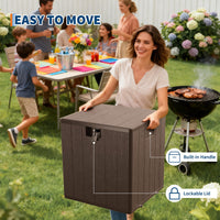 Coffre de jardin Garvee 28 gallons en résine - Résistant aux intempéries et aux UV - Verrouillable et portable - Marron - Pour jardin et terrasse