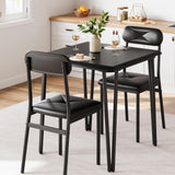 Garvee Ensemble de table à manger 3 pièces pour 2 personnes, chaises rembourrées, MDF et métal renforcé, compact, gris et noir - Foncé