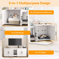 Garvee Enclos pour chat à double pièce avec mobilier intégré pour salon, 140cm (139,7cm) de long, blanc