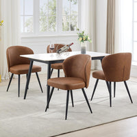 Garvee Ensemble de 2 chaises de salle à manger , rembourrées, avec pieds en acier et dossier haut en cuir, pour la cuisine et la salle à manger, 59 cm, Brun