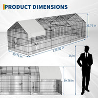 Poulailler métallique Garvee 330 x 101 x 101 cm, construction robuste, protection imperméable, idéal pour l'élevage de volailles au jardin ou à la ferme.