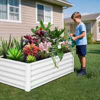 Jardinière surélevée galvanisée Garvee 180 x 90 x 45 cm, 2 pièces, métal durable, fond ouvert, rebord de sécurité, stable, pour jardin et terrasse, grise