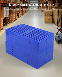 Ensemble de 6 palettes en plastique bleu Garvee, 30 x 60 x 3 cm, capacité de charge de 500 kg, antidérapantes, empilables et recyclables, pour entrepôt et garage.