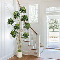 Arbre parasol artificiel Garvee de 1,83 m (6 pi) de haut, plusieurs tiges, pot en PE blanc, pour la décoration de la maison et du bureau, 178 x 70 cm (70 x 27,5 po).