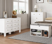 Banc de rangement Garvee avec étagère à chaussures, 2 niveaux, assise rembourrée, en bois aggloméré, pour entrée ou chambre, 100 x 30 x 57 cm