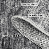 Tapis GARVEE abstrait en microfibre lavable en machine 200x290cm Gris clair | Doux et antidérapant | Pour salon et chambre