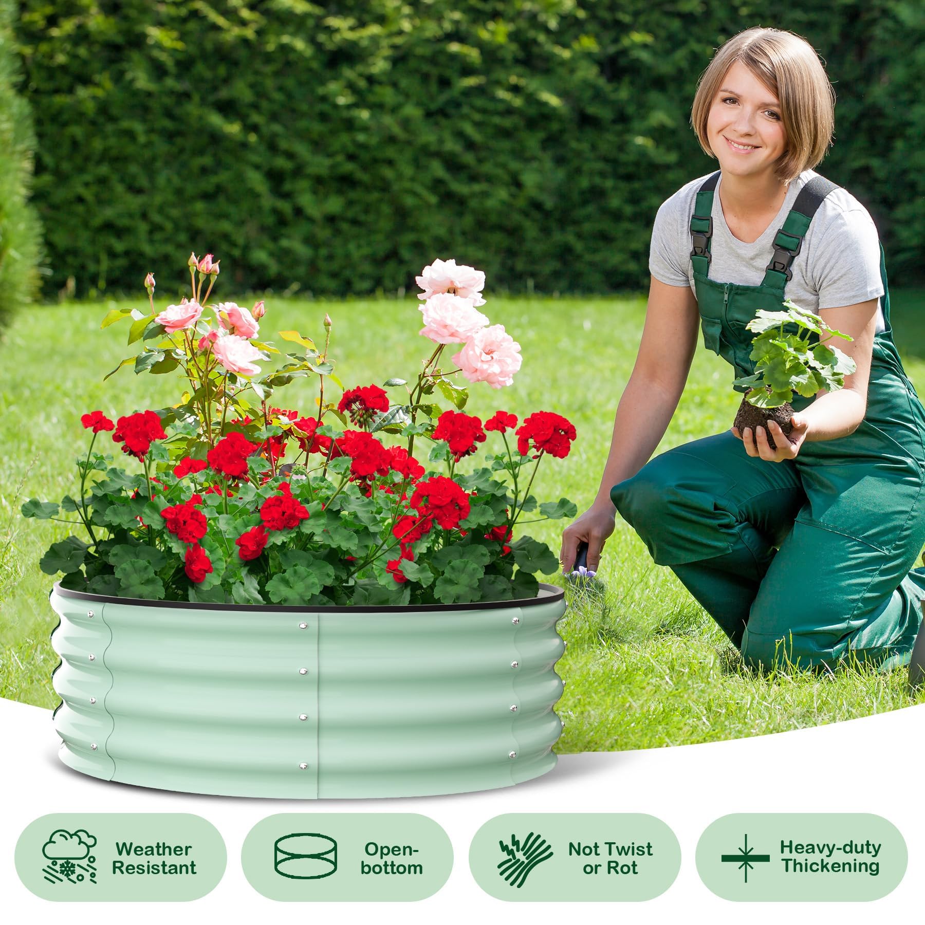 Potagers surélevés Garvee, lot de 2, 90 x 90 x 30 cm, acier galvanisé, antirouille et résistant aux intempéries, pour légumes et fleurs