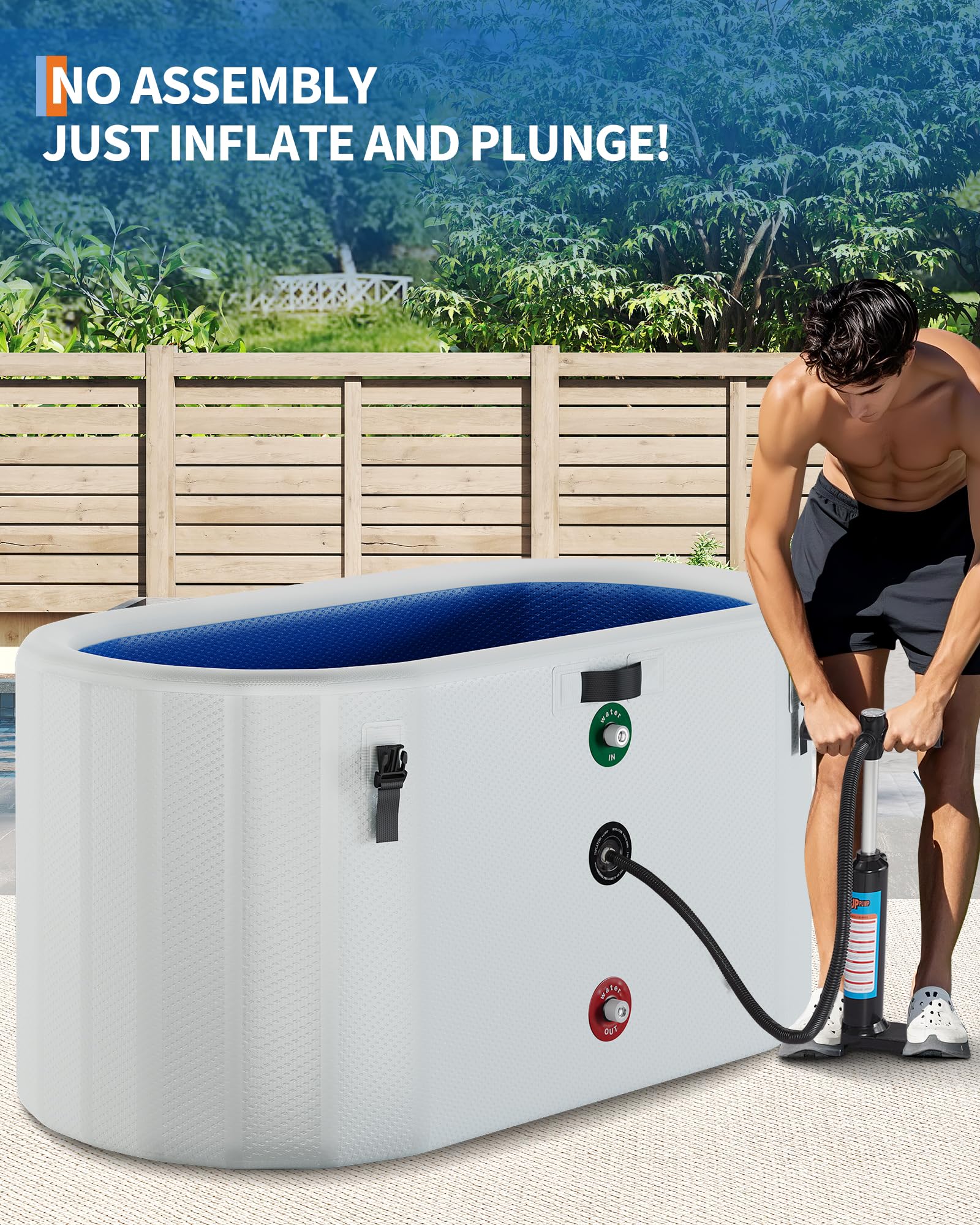 Baignoire glacée Garvee pour athlètes, 248 gallons (930 litres), ovale, portable, en PVC et fibre de verre, couvercle isolé, pour la récupération