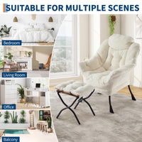 Fauteuil relax Garvee avec repose-pieds, ergonomique, durable, blanc, pour salon, bureau, confortable