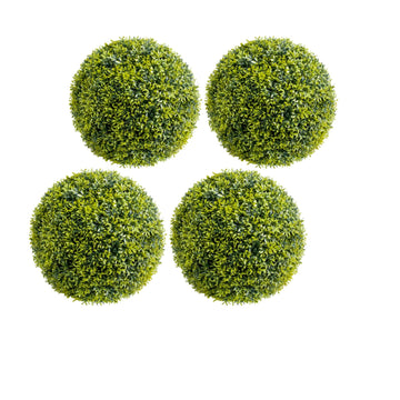 Ensemble de 4 boules de buis artificiel Garvee de 30 cm (11,8 pouces), résistantes aux UV, sans entretien, en polyéthylène, pour jardin et bureau, vertes, avec crochets.