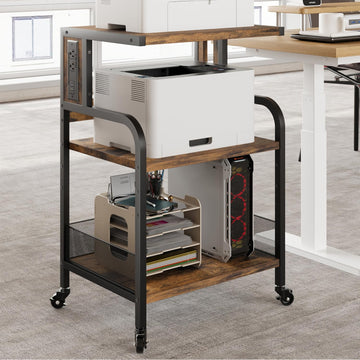 Garvee support pour imprimante mobile grand format avec prises de courant et ports usb pour le bureau et la maison, 52 × 40 × 80 cm, structure en métal et bois MDF vert