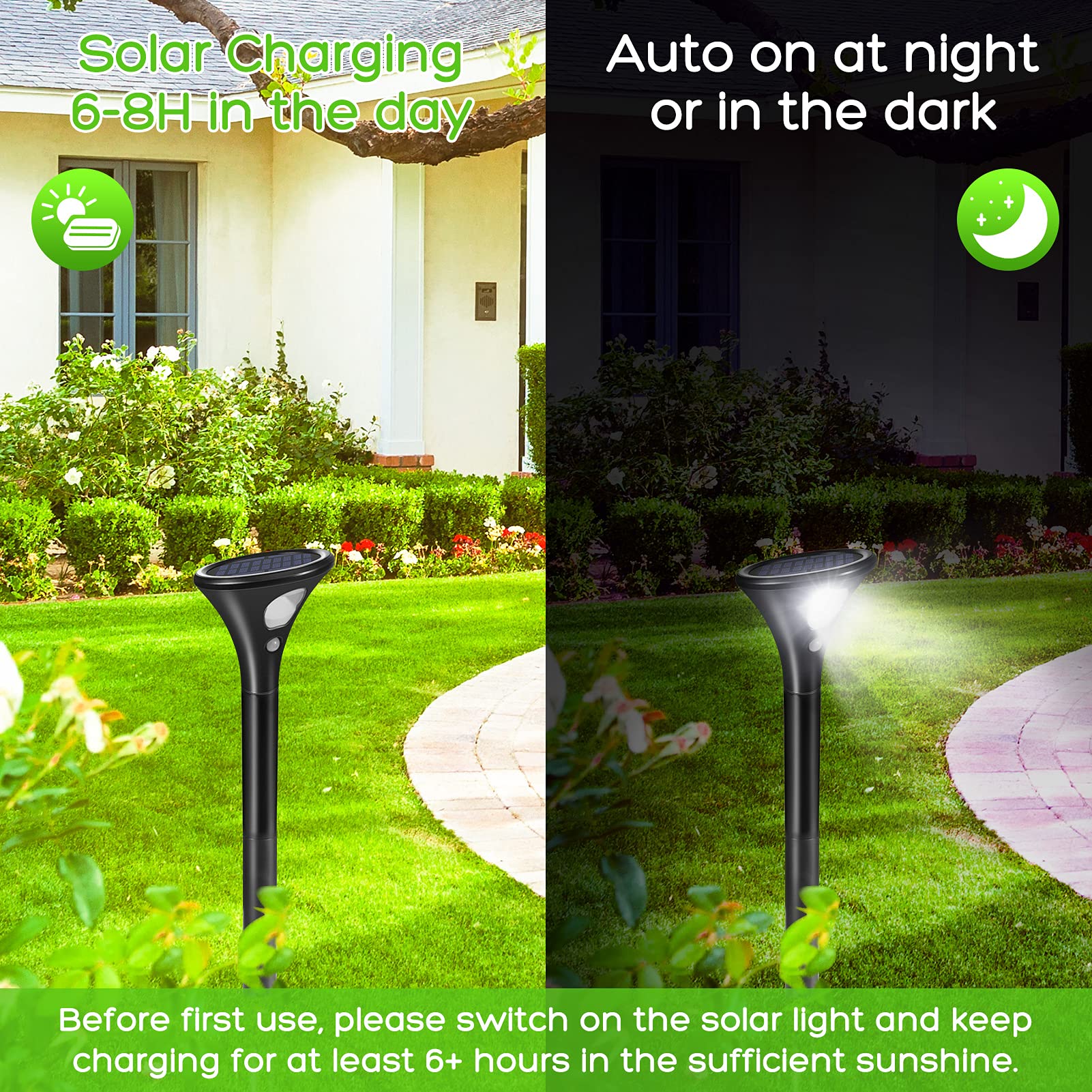 Lot de 4 lampes solaires d'extérieur Garvee avec détecteur de mouvement, étanches IP65, pour jardin, terrasse, pelouse et allée.