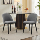 Ensemble de 2 chaises de salle à manger Garvee rembourrées, style moderne, en tissu, avec coussins épais, pieds en bois et dossier incurvé, couleur grise, idéales pour la cuisine, les restaurants et les cafés.