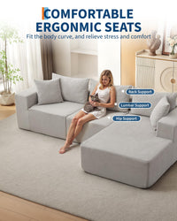 Canapé d'angle modulaire Garvee 108" Cloud, méridienne en L, tissu polymère confort sans os, style polyvalent pour le salon