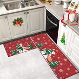 Tapis de cuisine de Noël Garvee Père Noël, lot de 2, antidérapant, pour cuisine, bureau et buanderie, 40 x 60 cm + 40 x 120 cm