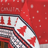Nappe de Noël Garvee, rouge, en toile cirée imperméable avec sapin de Noël, rectangulaire, 137 x 229 cm