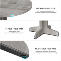 Garvee Table à manger ronde 120 cm pour 4 à 6 personnes, MDF robuste, base stable, pieds réglables, gris, pour cuisine et salon