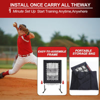 Filet de lancer de baseball Garvee à 9 trous, réglable, robuste, 7 plis, portable, pour l'entraînement au baseball et au softball, 50 x 75 cm, noir