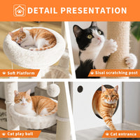 Meuble pour chat Garvee en bois avec bac à litière dissimulé, griffoir et hamac pour chats de petite et moyenne taille, plusieurs niveaux, gris rustique, salon