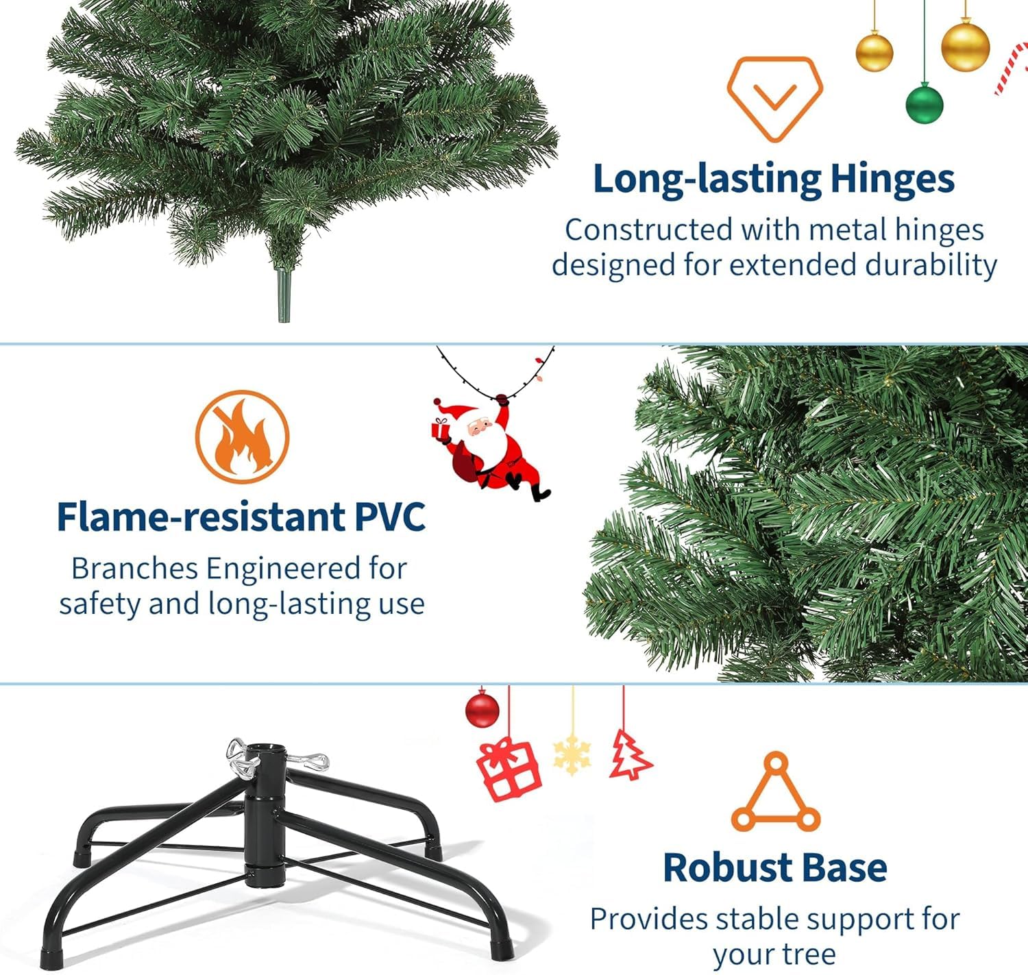 Sapin de Noël Garvee 140 cm pliable avec support fermé - Sapin artificiel réaliste pour la maison, le bureau et la décoration des fêtes