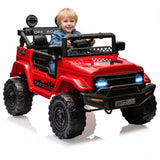 Garvee Voiture électrique enfant 12 V tout-terrain rouge, télécommande parentale, suspension, LED et siège confortable, pour extérieur - Rouge