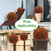Garvee Lot de 2 Boules de Buis Artificielles 45 cm avec Fleurs, PE Résistant aux UV, pour Mariage et Balcon, Vert Rouge Blanc