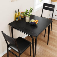 Garvee Ensemble table à manger noire 2 personnes, table carrée avec 2 chaises, bois moderne, gain de place pour cuisine, studio, coin repas et petit espace
